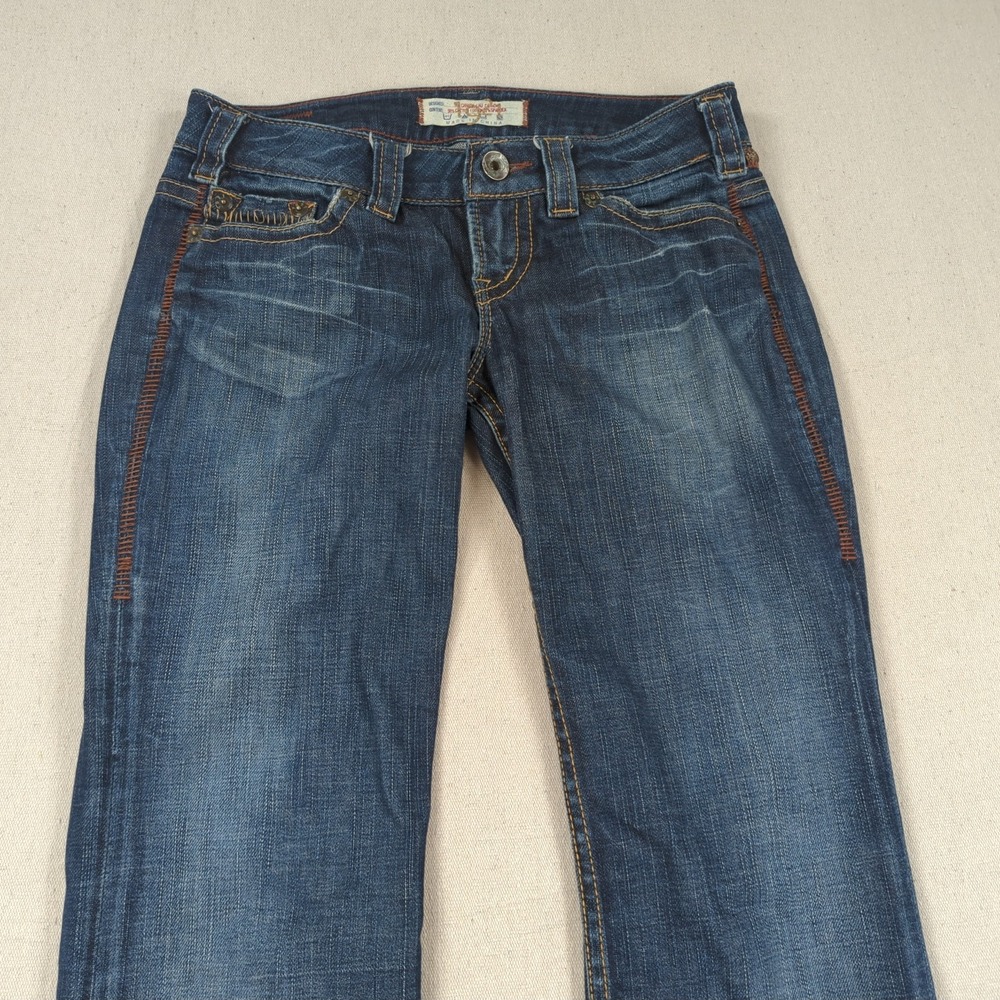 1921 Jeans Womens 28 Blue Surplus Flare Distressed Faded Boho - Picture 2 of 16